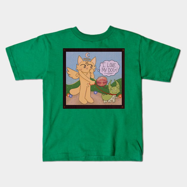 I Love My Dog Furry Kitty Kids T-Shirt by Husky's Art Emporium